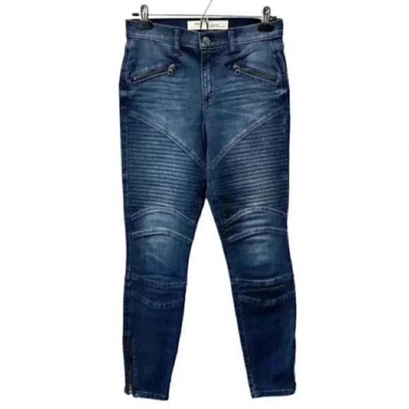 GAP True Skinny Jeans Ankle Zip Cropped Moto Mid Rise Dark Blue Denim Size 26 - Picture 16 of 16